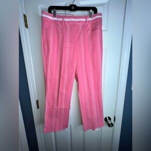 Vtg Talbots Women’s 12 Pink Stripe Cotton Stretch Crop Capri Straight Leg Pant L